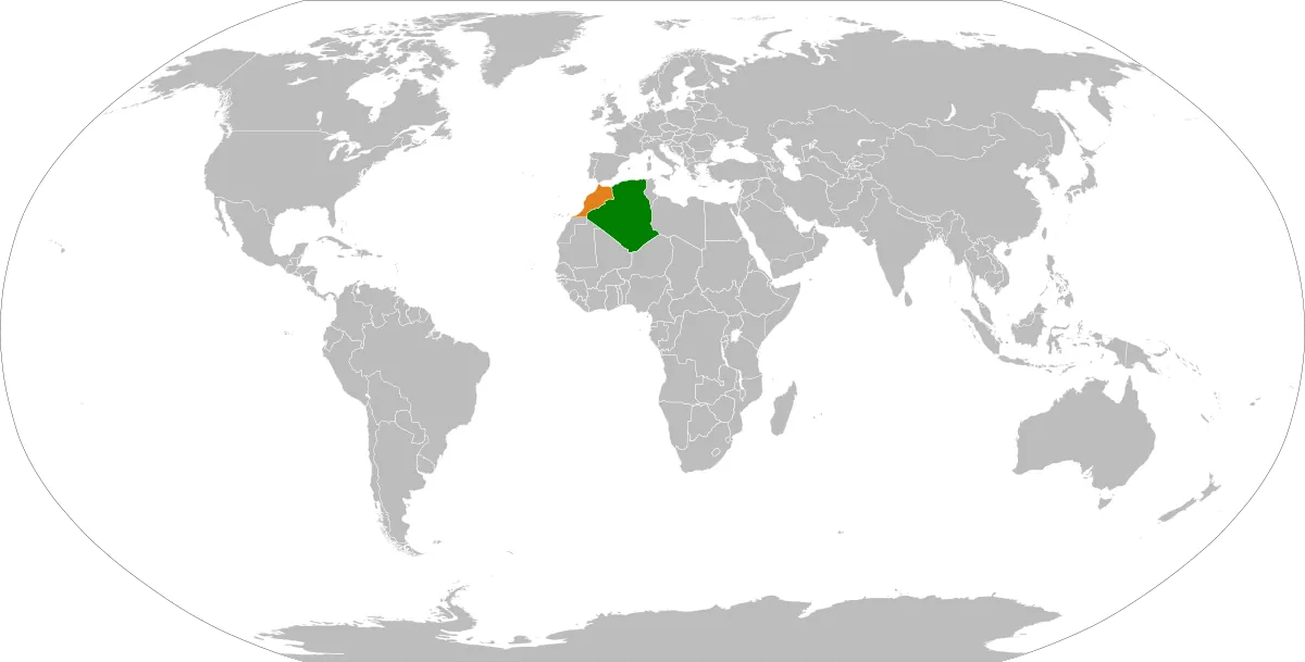 Carte localisant l’Algérie et le Maroc