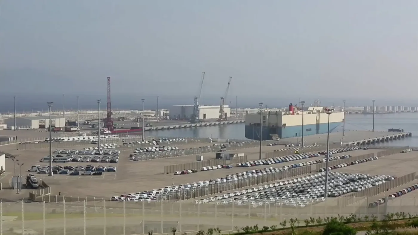 Vehicles made in Morocco ready for export at Tanger Med