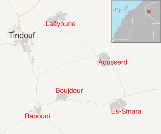 Carte des camps de réfugiés sahraouis près de Tindouf